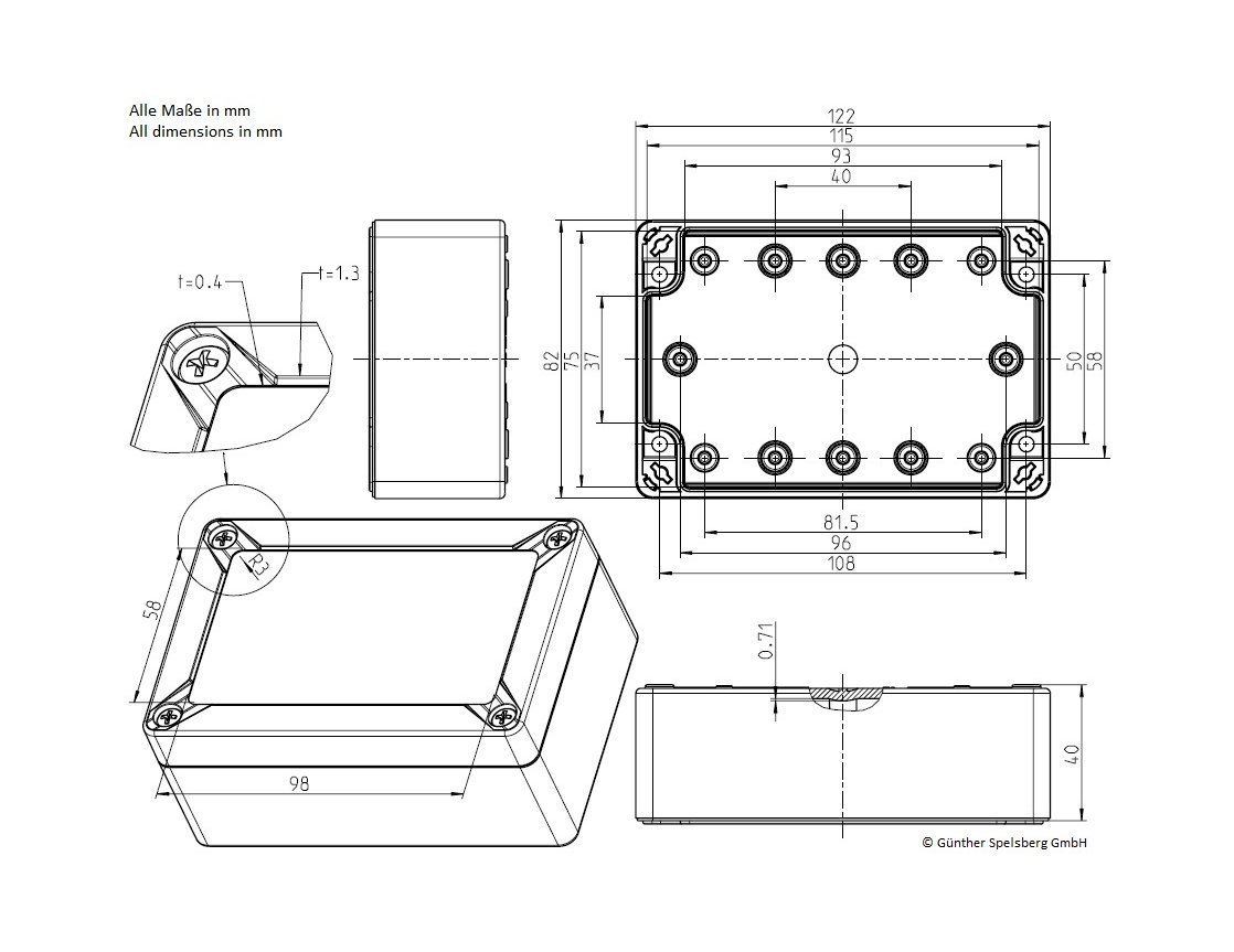 Spelsberg TG PC 1208-6-o Dimensions